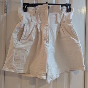 Bardot Paperbag Denim Cream Shorts